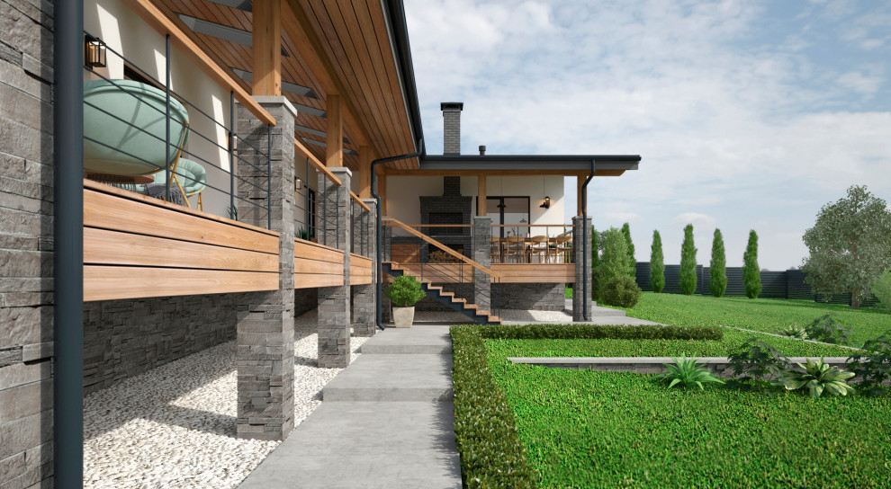 Одноэтажный дом 200 кв.м на склоне