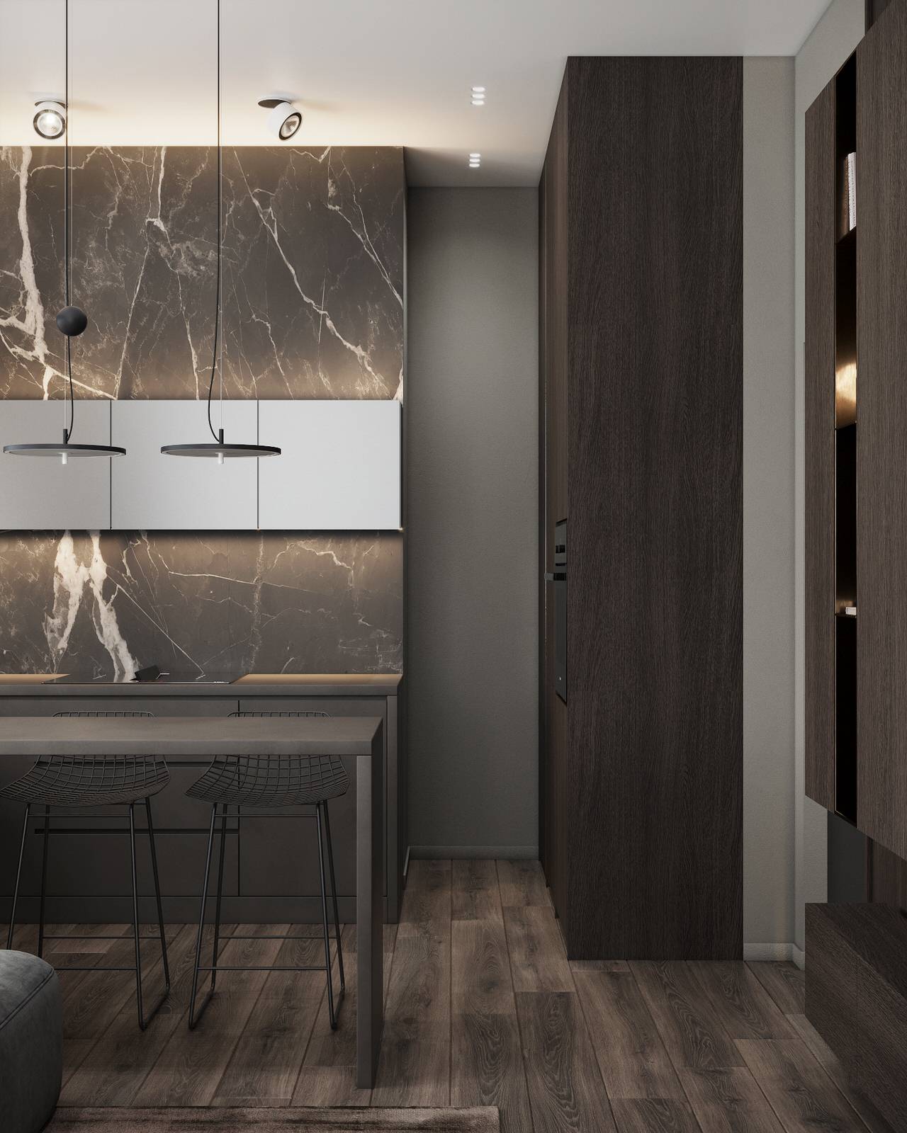 Монохромная квартира с террасой.