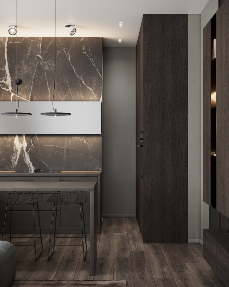 Монохромная квартира с террасой.