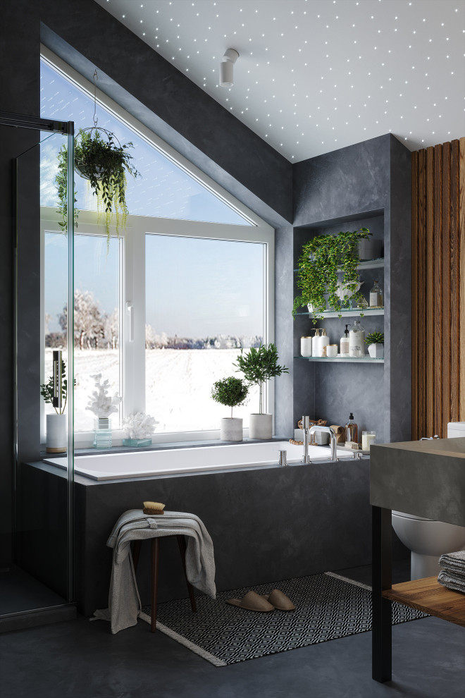 Эскизный проект санузла с окном в частном доме