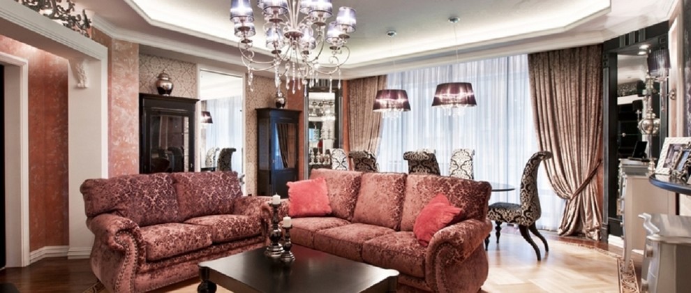 Интерьер в стиле эклектики с элементами французской классики