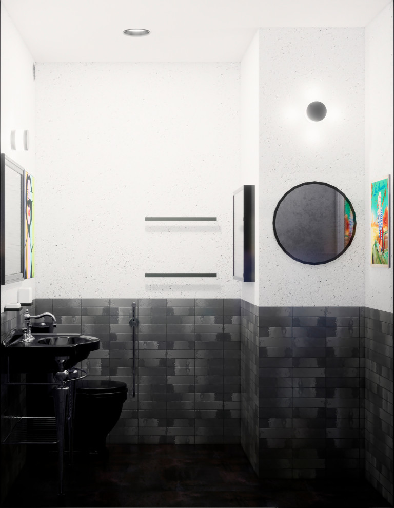 Квартира в Москве в стиле лофт, кухня, холл, санузел, кладовая. 2020 г.