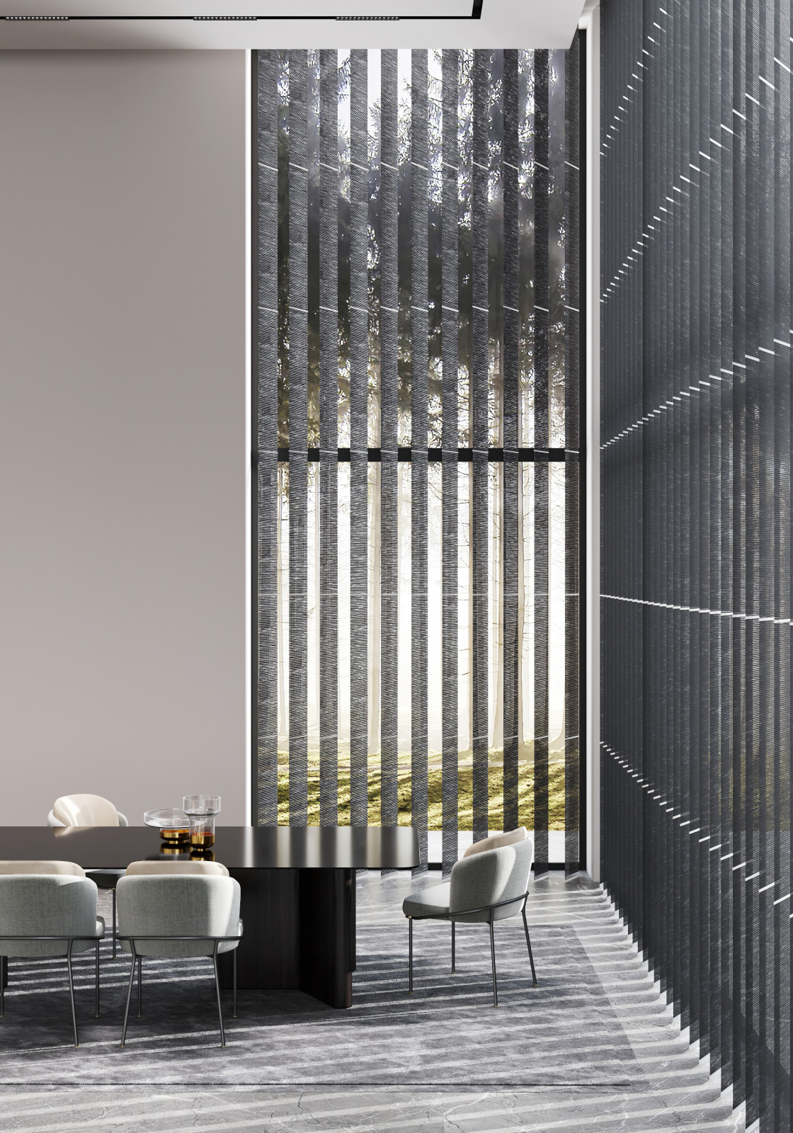 Зона отдыха с кинотеатром и камином