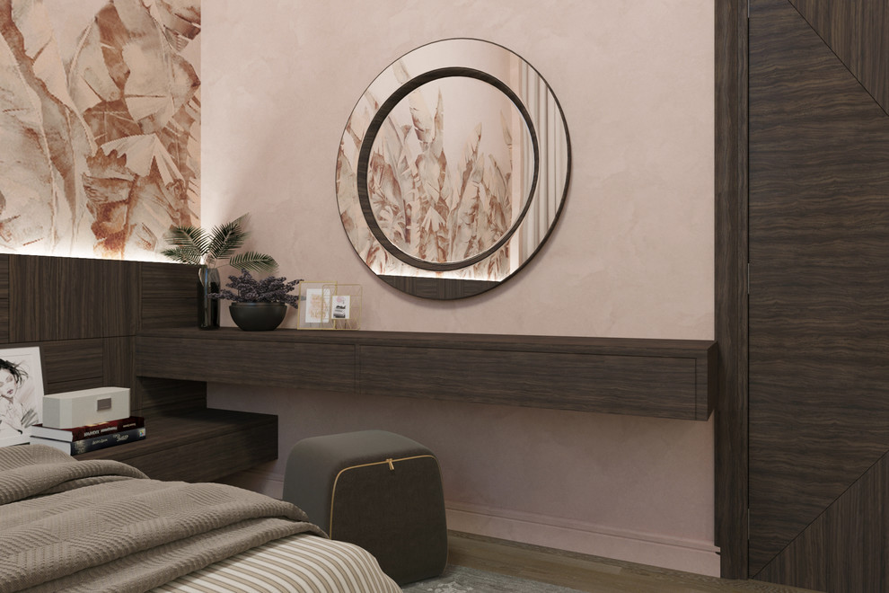 Спальня с тропическими листьями