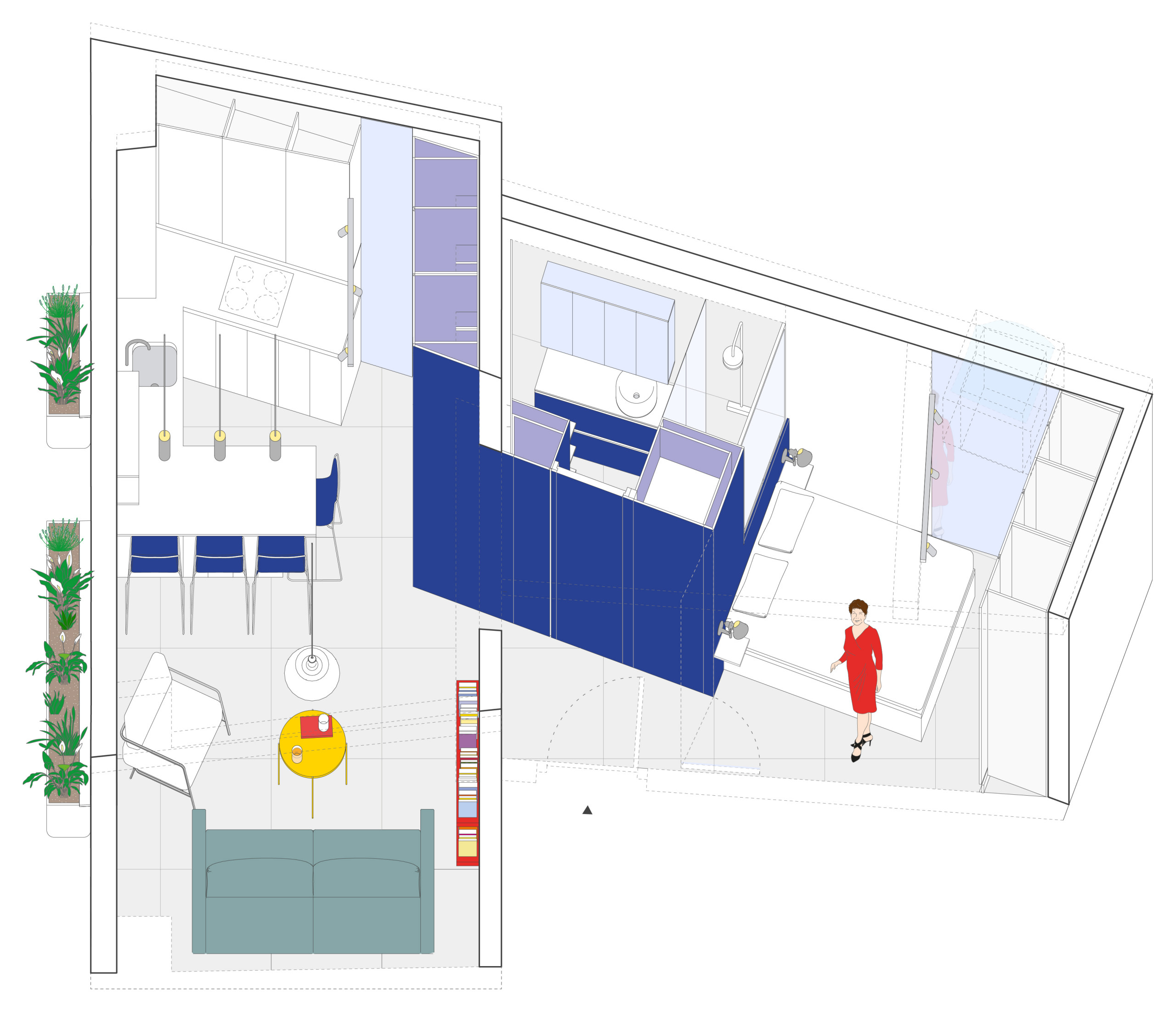 Houzz Испания: 40 кв.м — яркая квартира в центре Мадрида