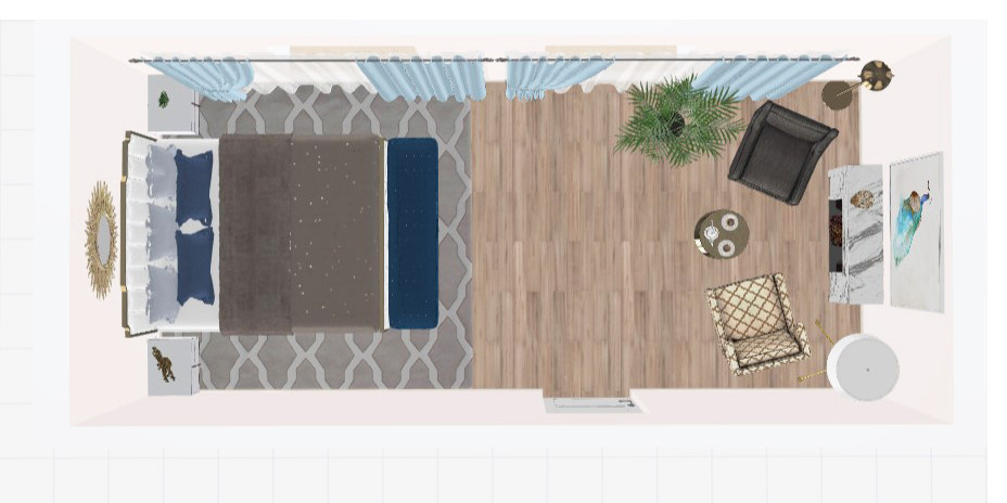 Спальня с камином в частном доме, 18 кв.м.