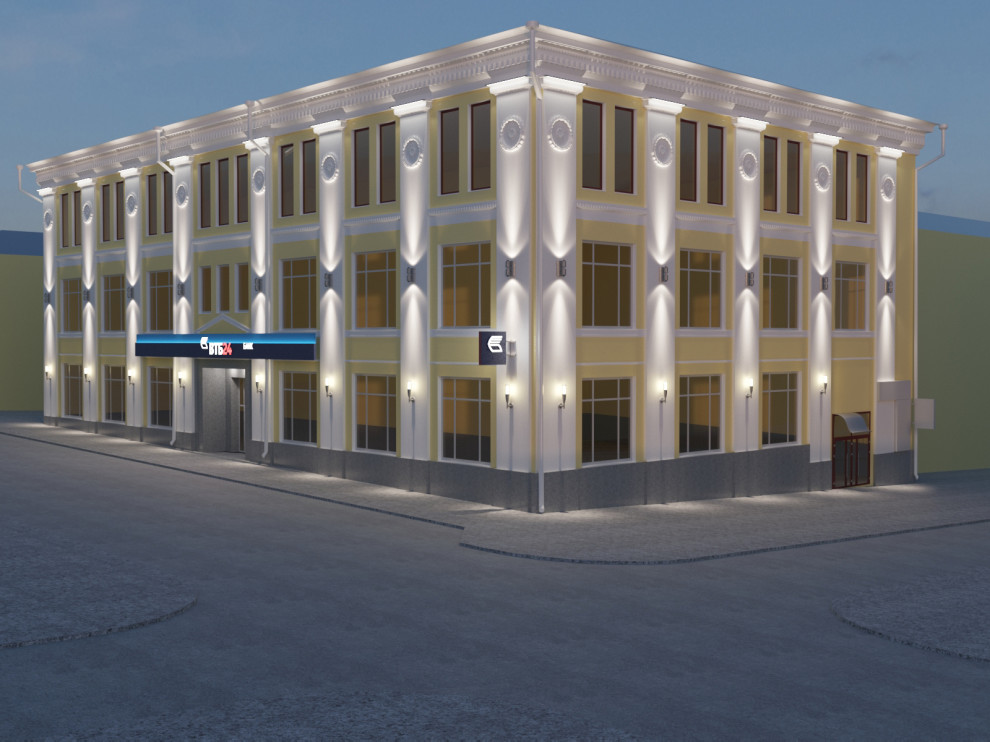 Световое решение фасада банка