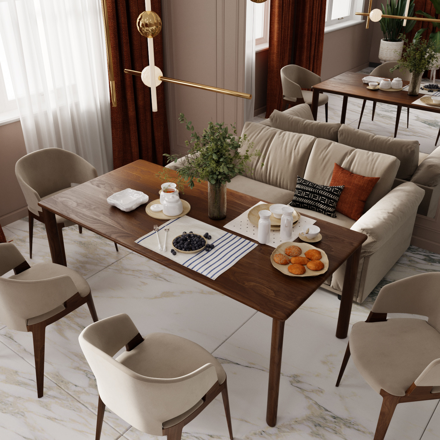 Яркая столвоая зона с мебелью Artfabric