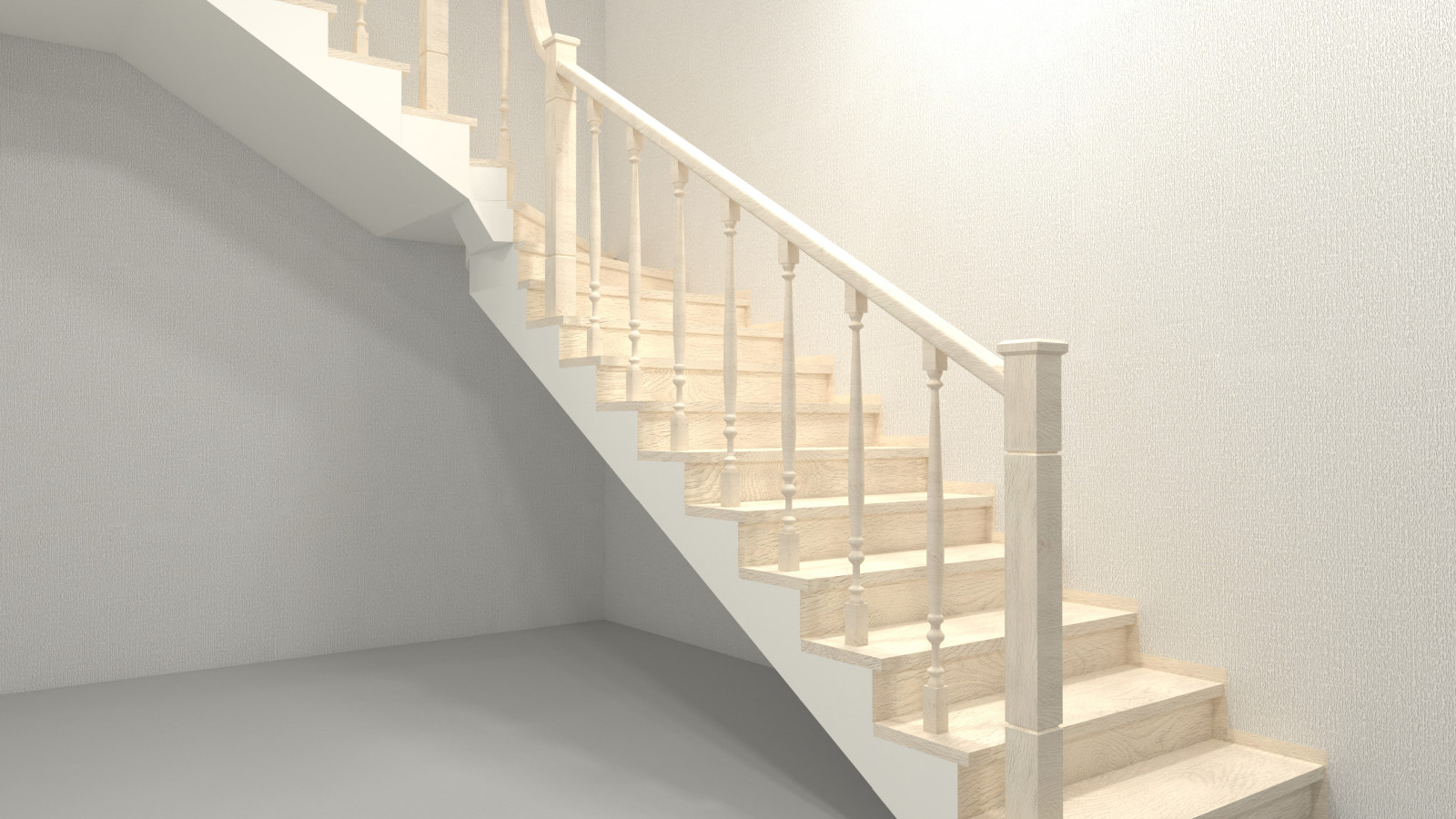 Обложка проекта: Деревянная лестница с забежными ступенями