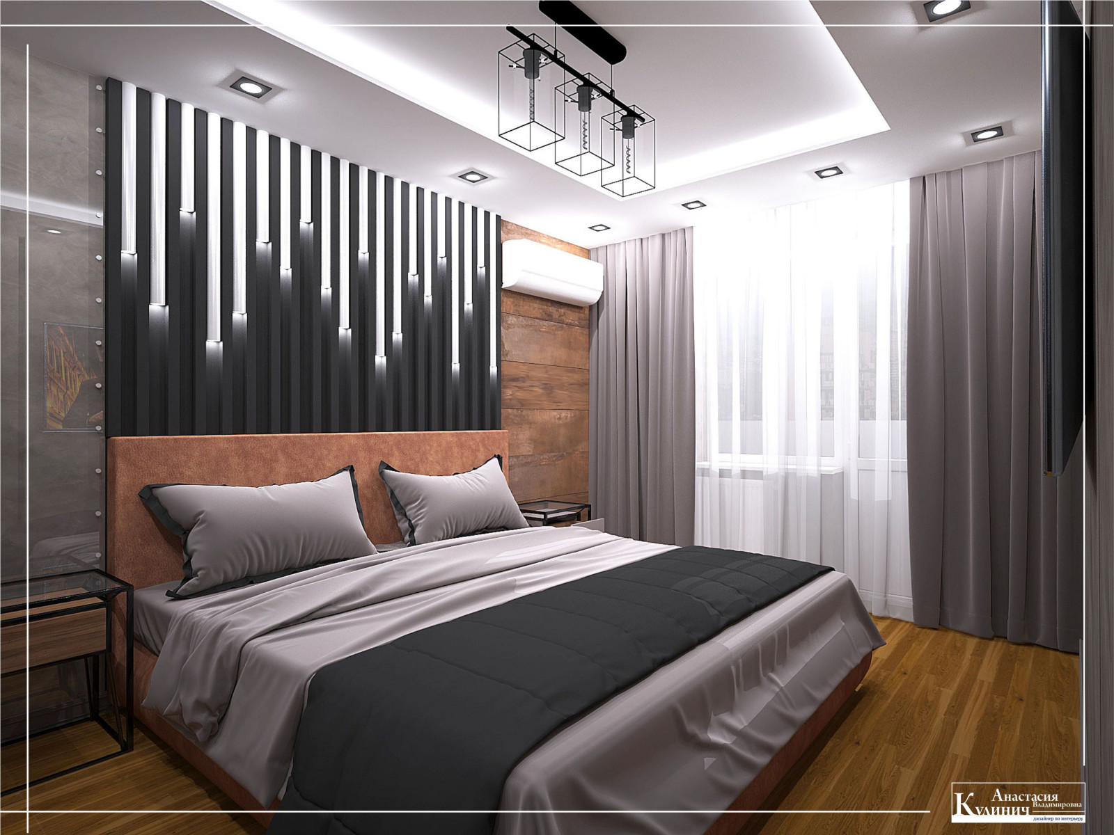 Спальня в стиле лофт. Дизайн проект "Симфиоз Лофта и Эко"