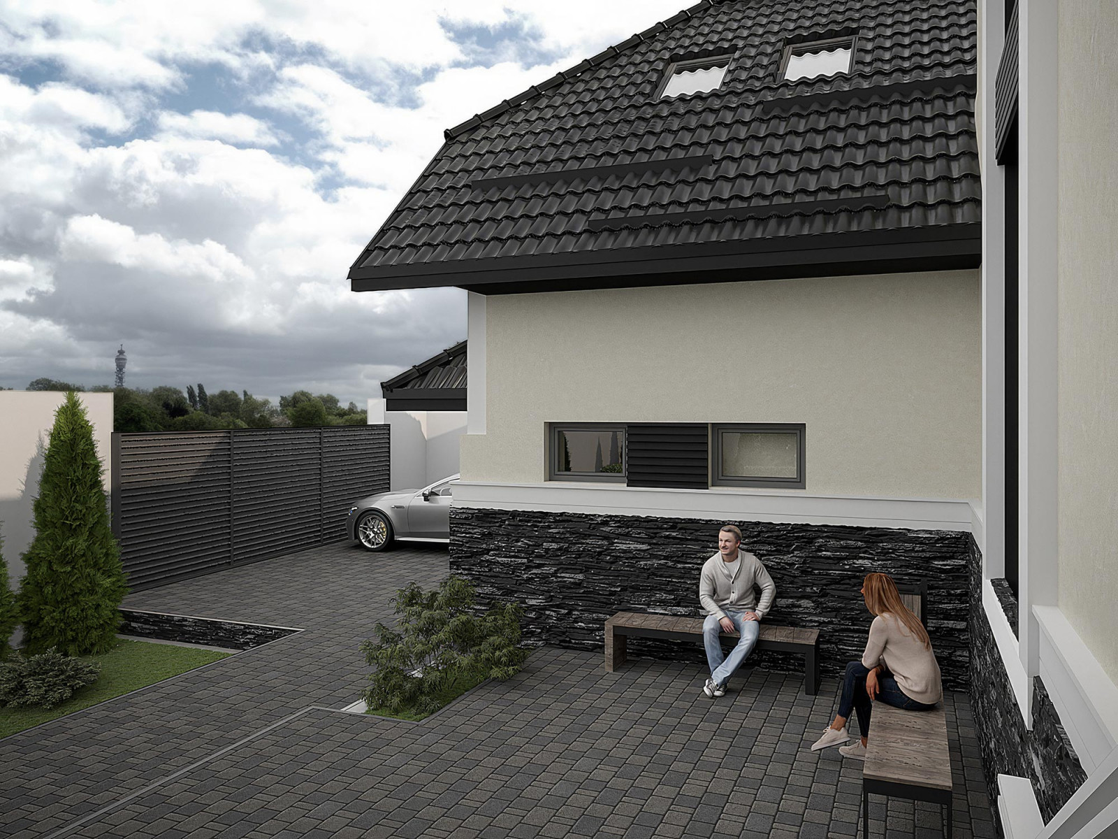 Дом с ландшафтом