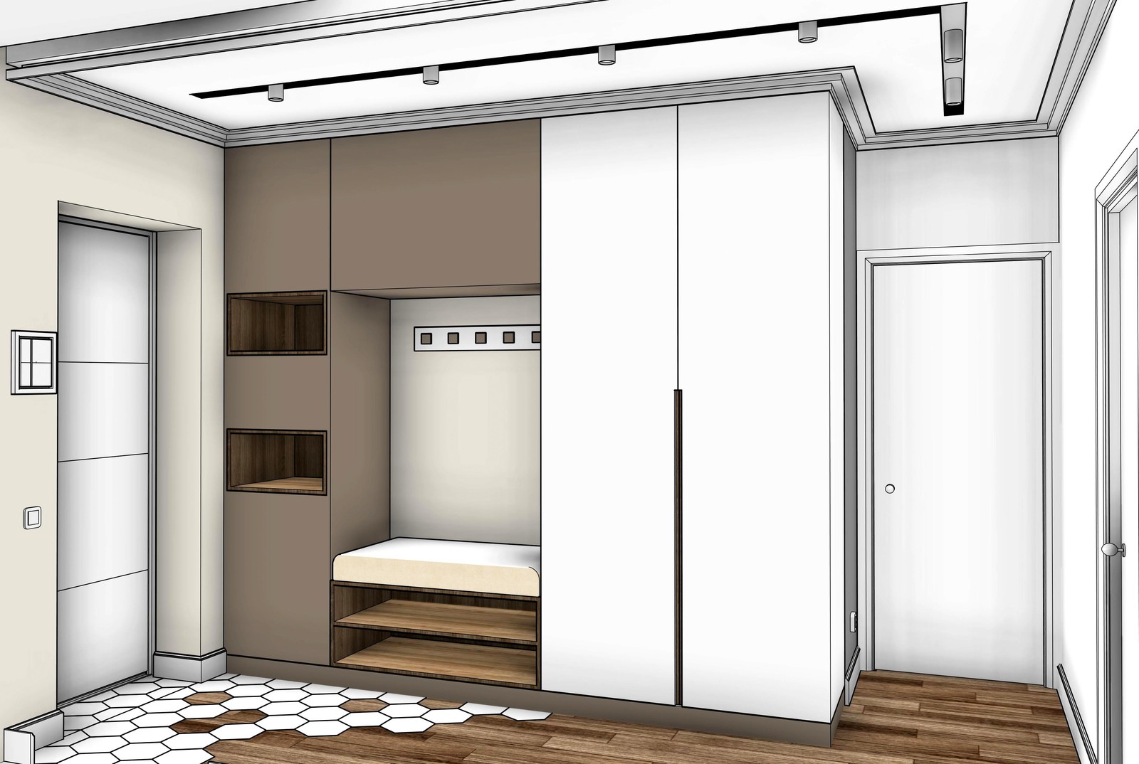 Квартира в новостройке для молодой семьи (графичная подача проекта)