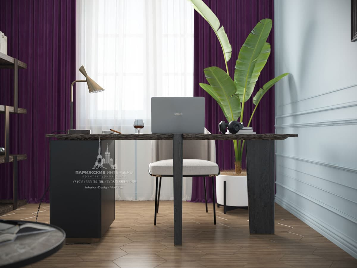 Океанский подарок. Бордовые акценты в московской 3-комнатной квартире