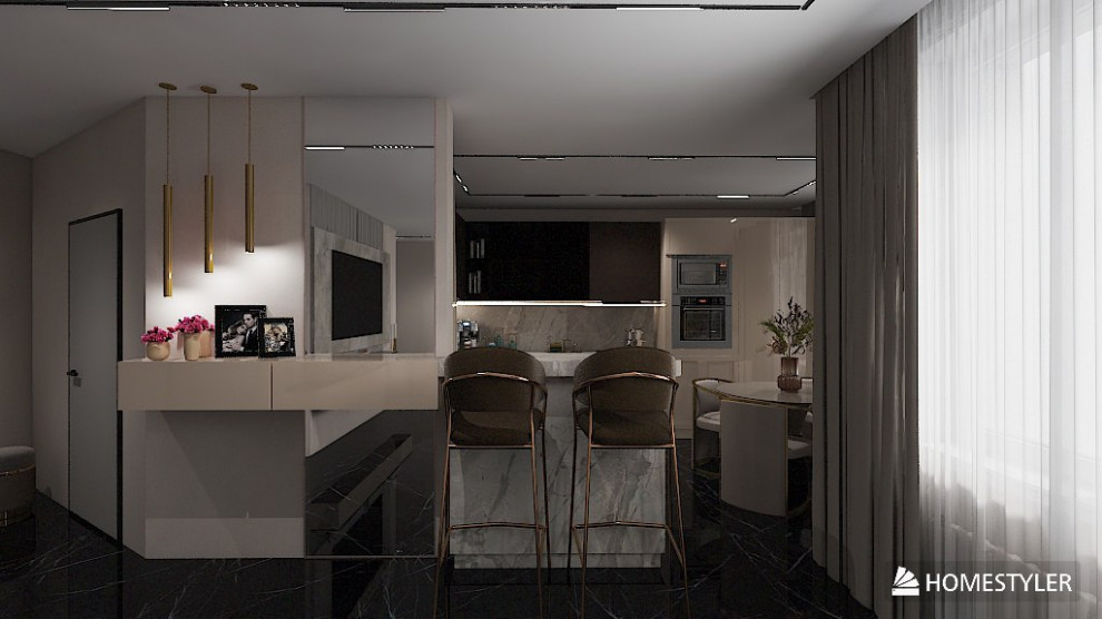 Дизайн проект гостиной в современном стиле