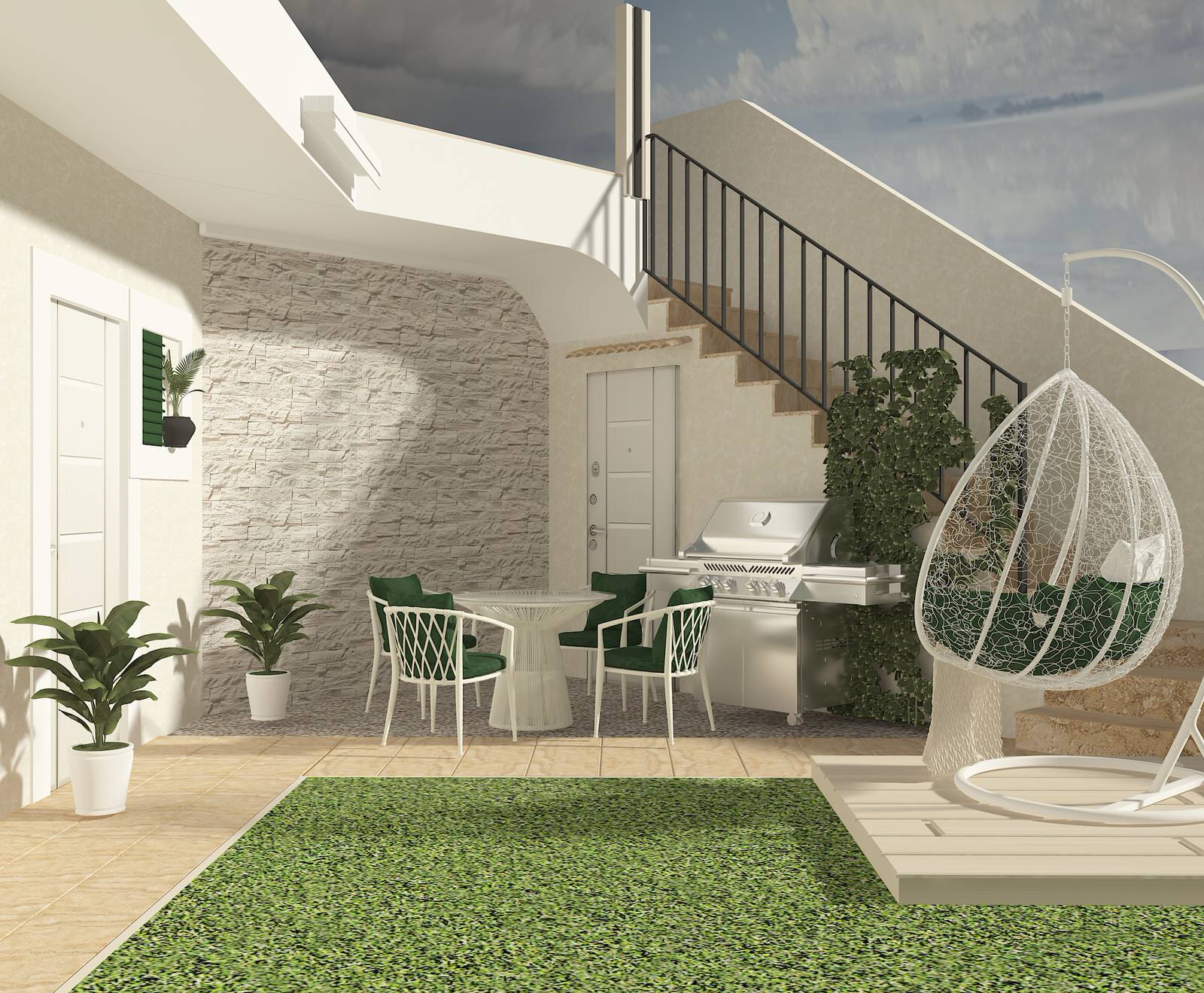 Загородный домик в Испании с террасой (терраса с зоной барбекю)