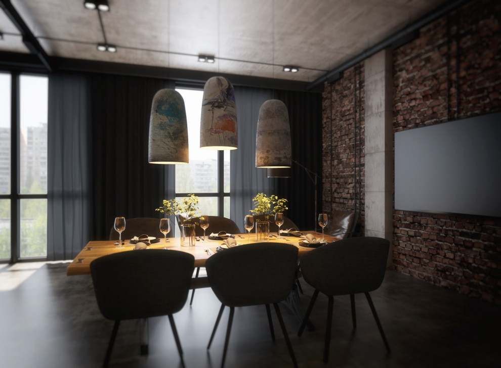 Легкий индустриальный лофт интерьер в «трешке».