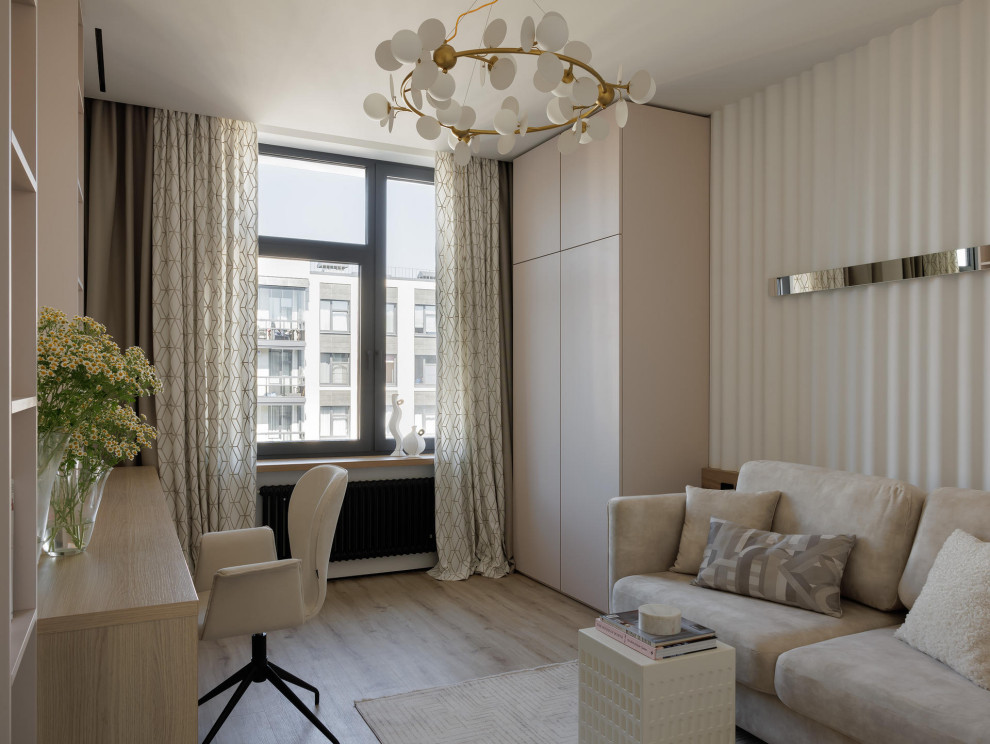 Дизайн современной квартиры с бордовыми акцентами в ЖК "Притяжение" - 146 м2