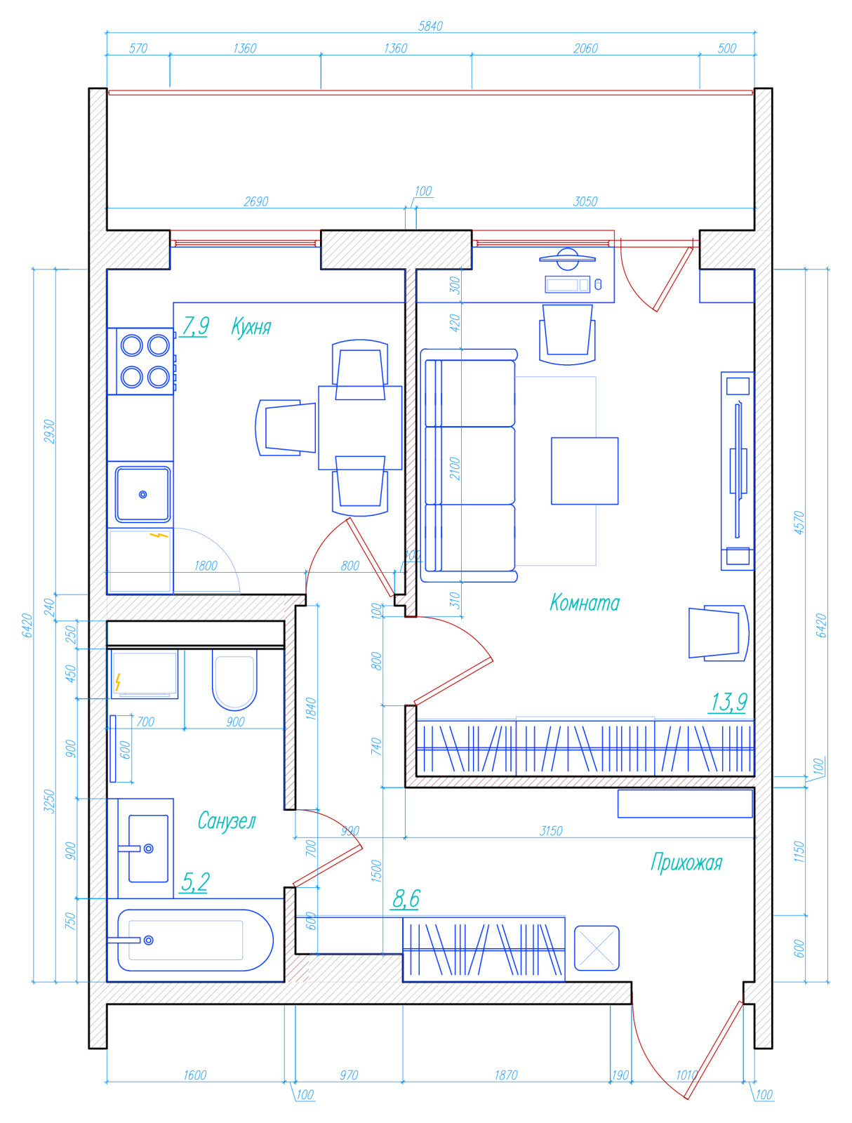 Поиск планировки: 4 сценария жизни для новостройки 37 кв.м
