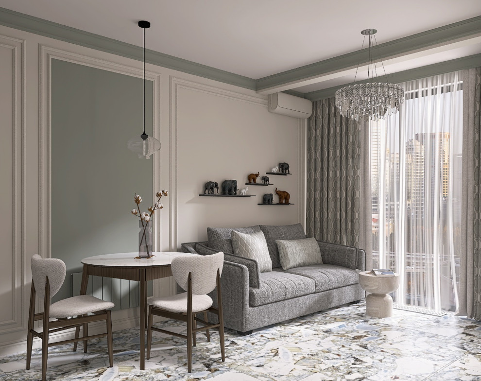 Однокомнатная квартира в современном стиле с элементами неоклассики