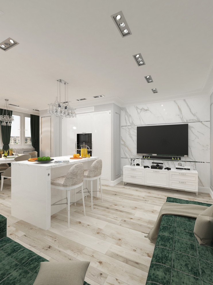 Кухня-гостиная в неоклассике