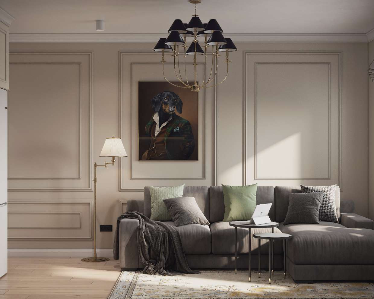 интерьер в стиле неоклассика с элементами минимализма.