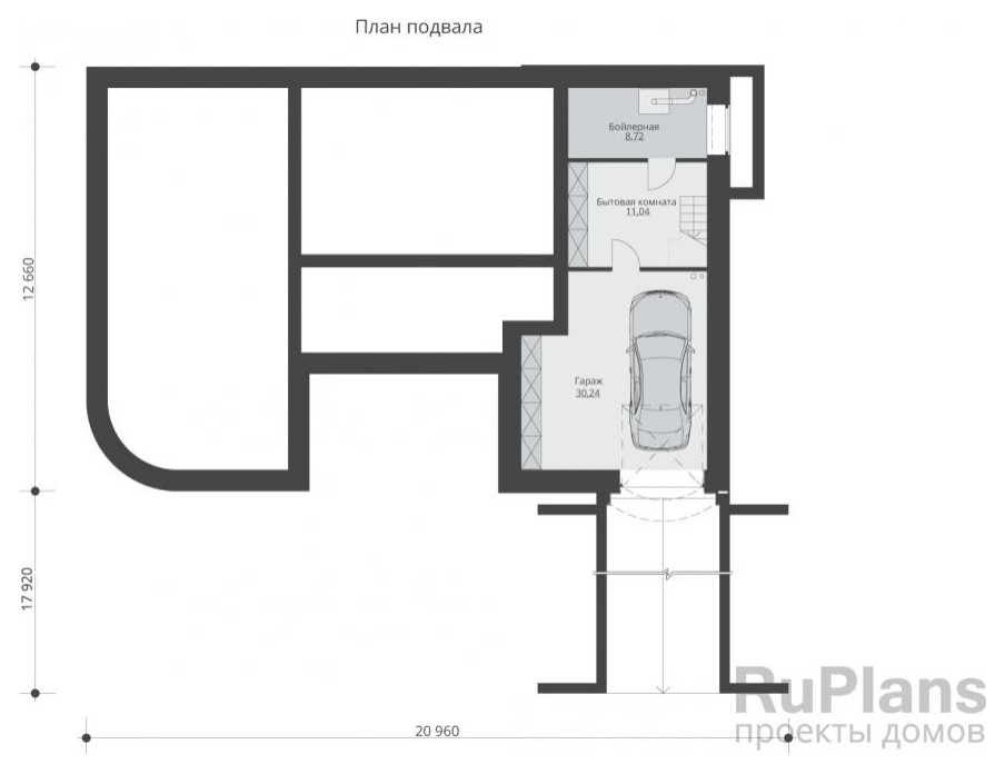 Rg5940 - Одноэтажный дом с подвалом и эксплуатируемой крышей