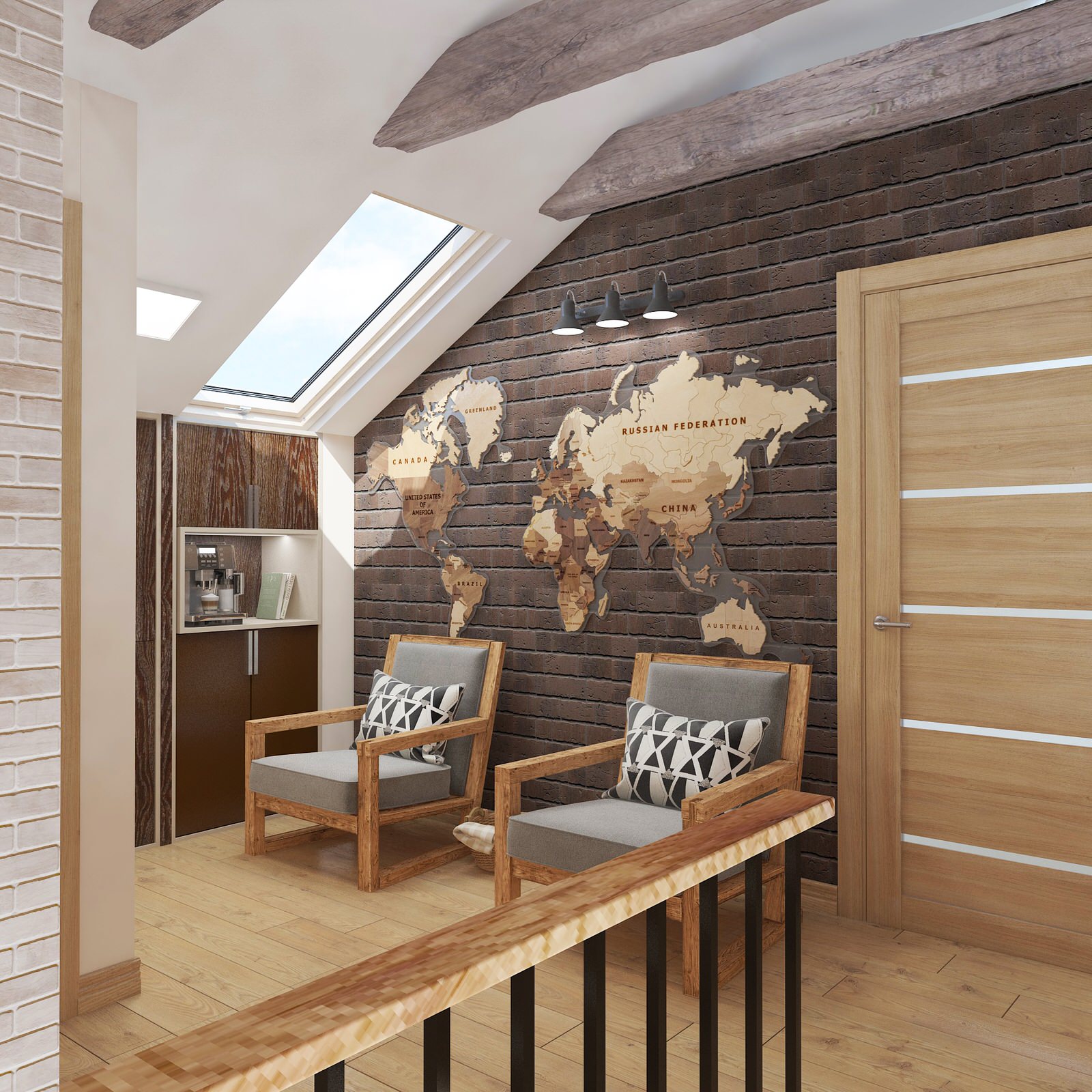 Проект двухуровневой квартиры  в стиле Лофт (135 кв м)