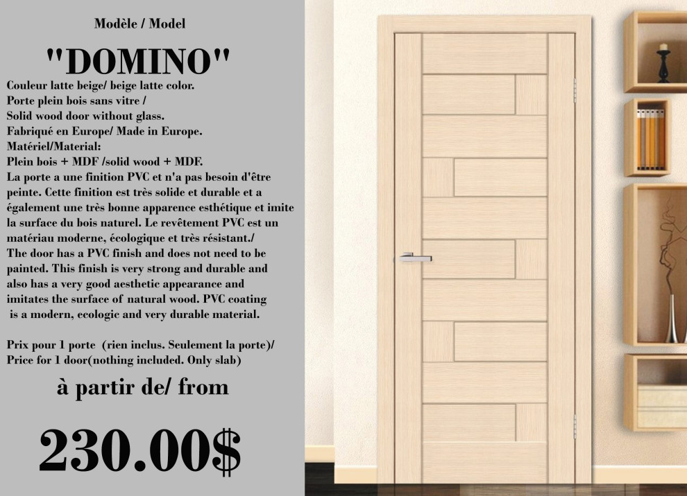 Обложка проекта: Interior door "DOMINO'', beige, with. glasses, 30"x 80"
