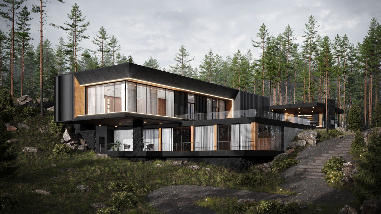 Обложка проекта: Дом на рельефе 550 м.кв