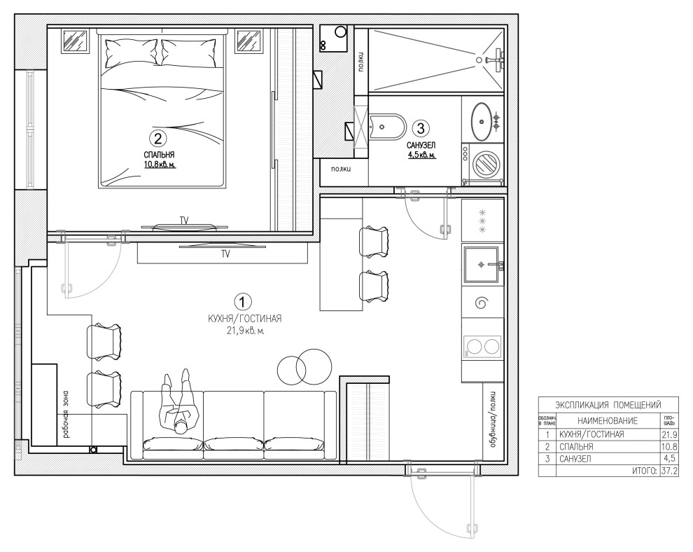 Обложка проекта: ЖК "ТЕХНОПАРК" Квартира холостяка 3