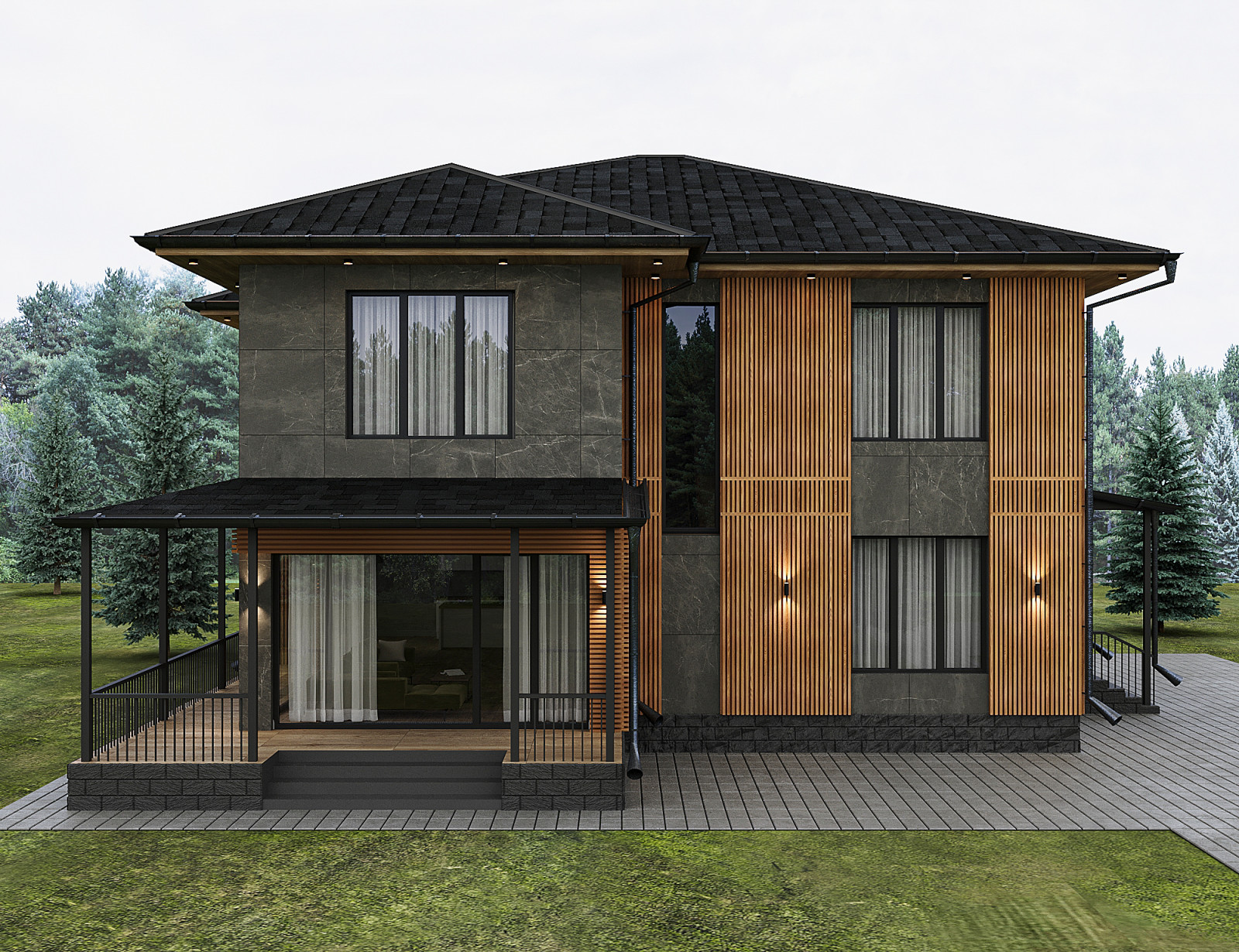 Дизайн фасада дома в МО