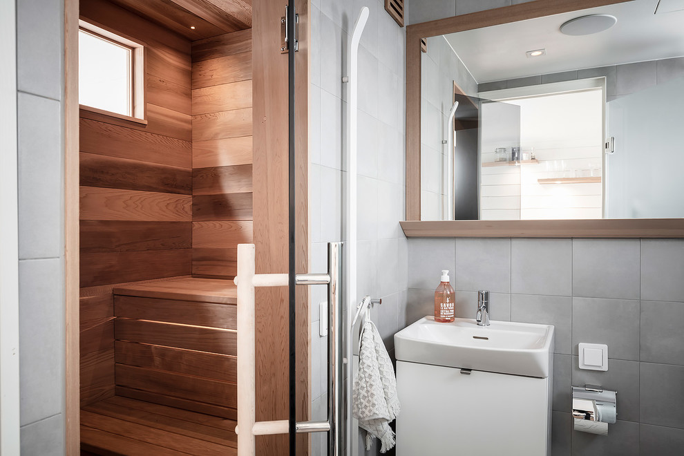 Houzz Швеция: Микростудия 20 кв.м — с сауной и огромным столом