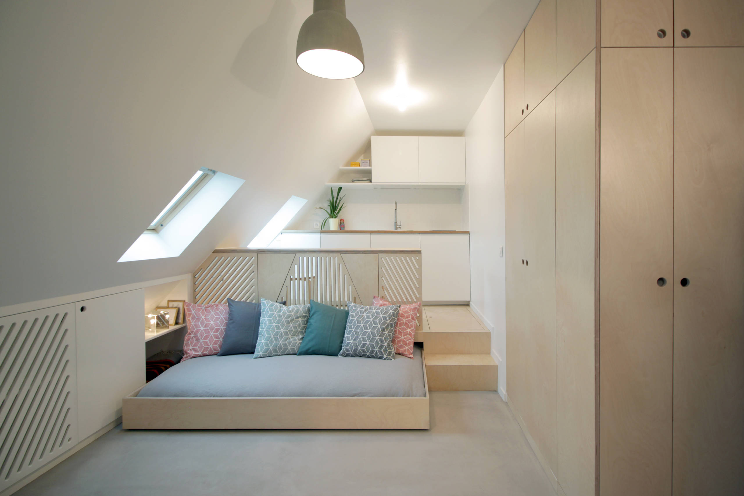 Houzz Франция: Квартира-студия площадью 15 кв.м в Париже