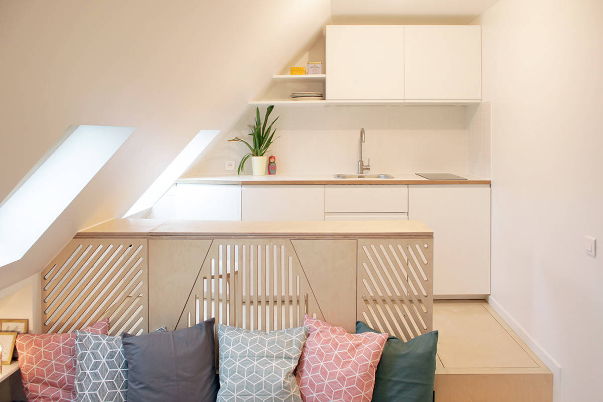 Houzz Франция: Квартира-студия площадью 15 кв.м в Париже