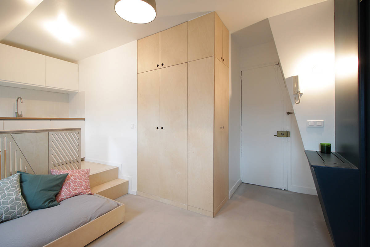 Houzz Франция: Квартира-студия площадью 15 кв.м в Париже