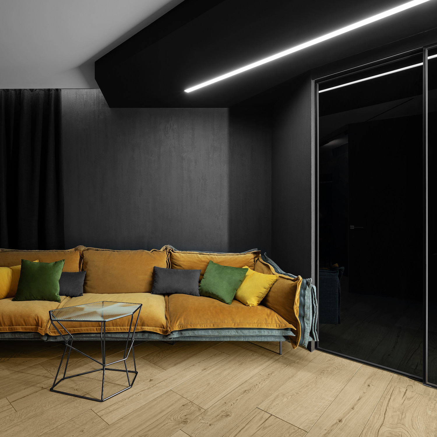 Проект недели: Кухня-гостиная в тёмных тонах — на 17 этаже