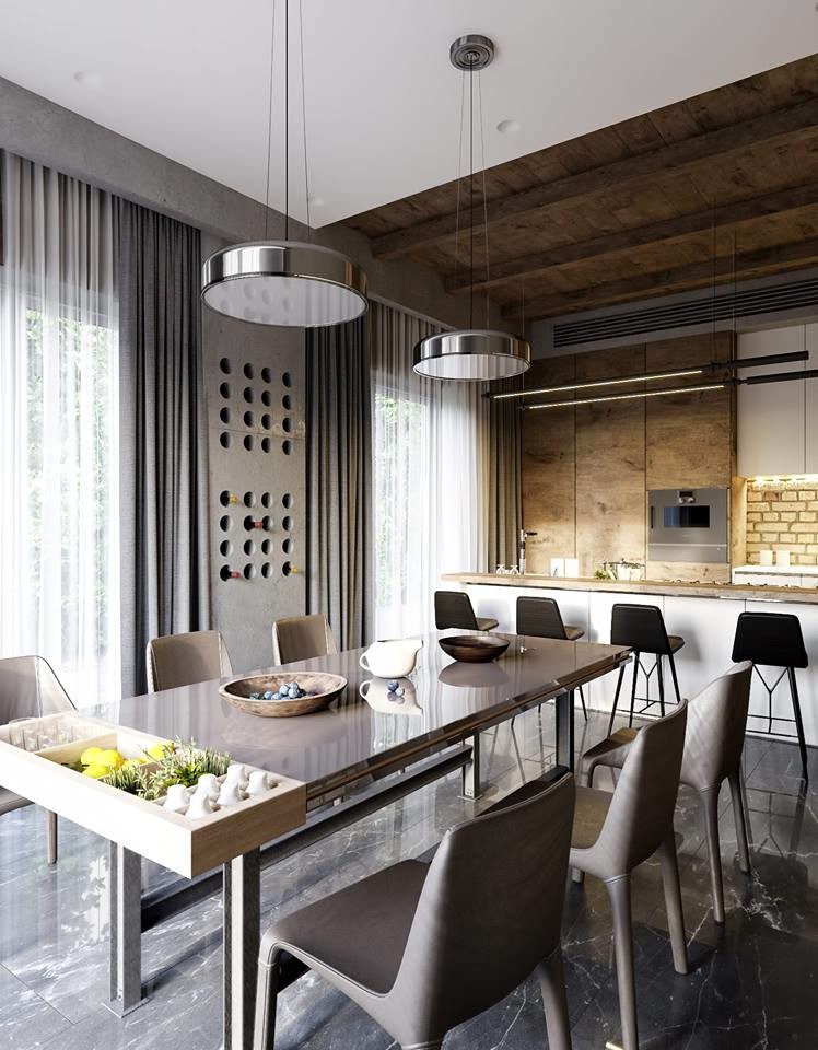 Houzz Украина: Лофт на первом этаже, сруб — на втором