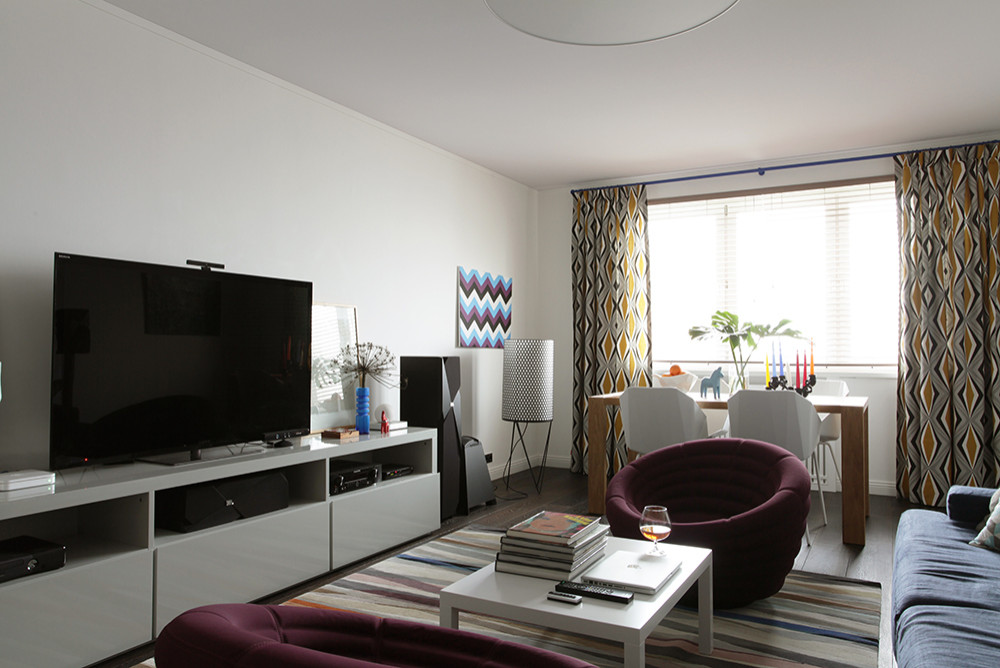 Houzz тур: Яркие краски и контрасты в квартире на 22-м этаже