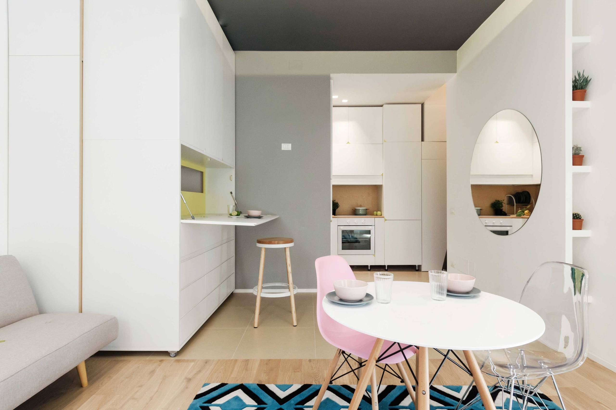 Houzz Италия: 29 кв.м — трансформер с подвижной стеной