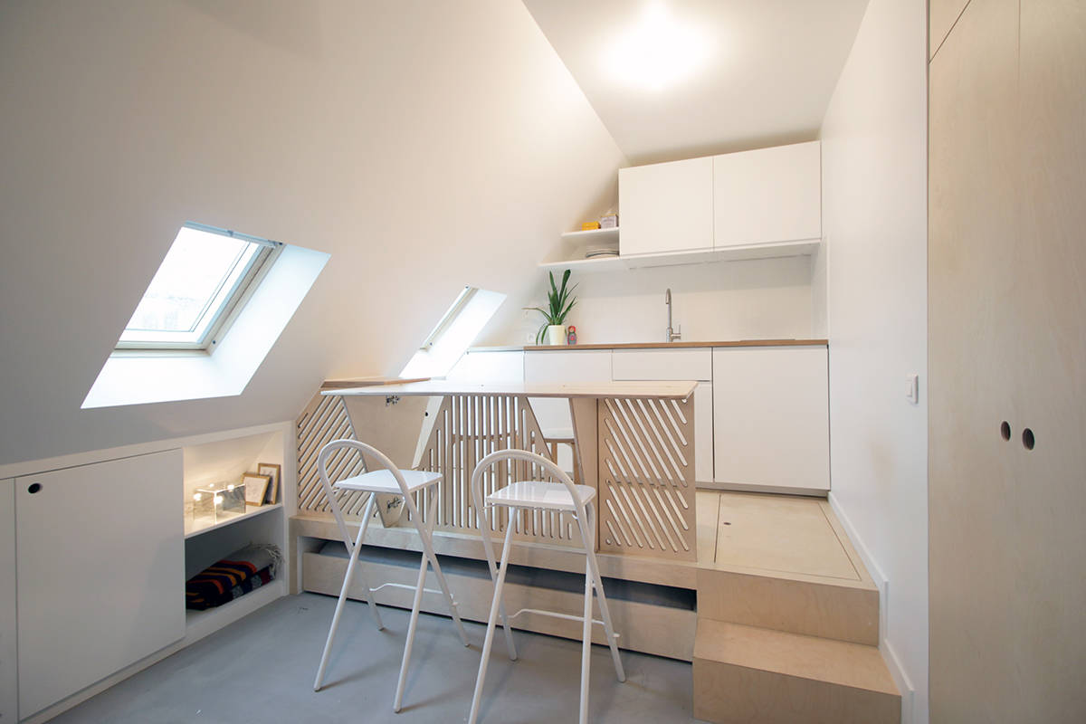 Houzz Франция: Квартира-студия площадью 15 кв.м в Париже